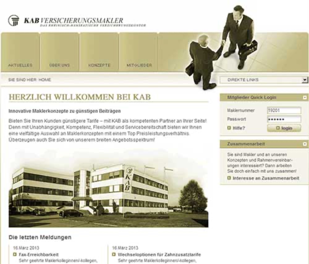KAB Versicherungsmakler screenshot